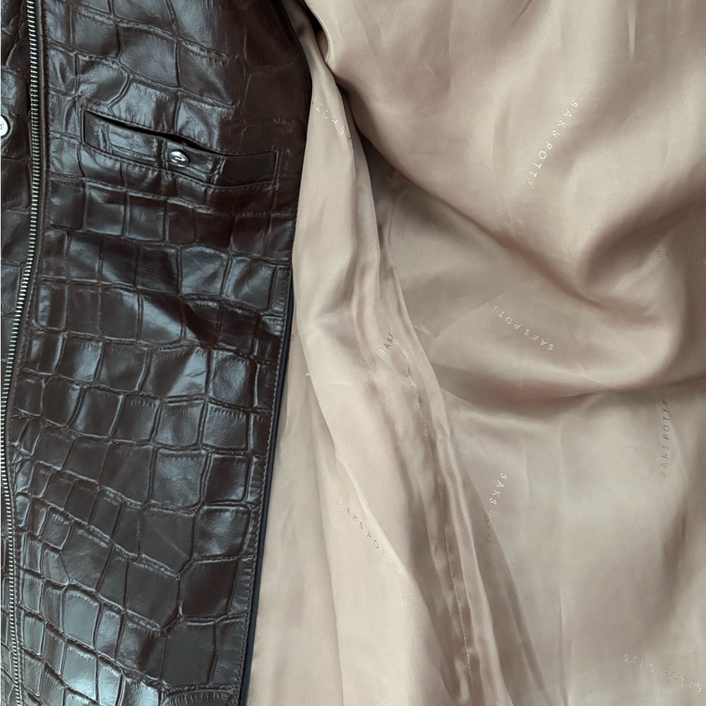 Saks Potts Dark Brown Croc-Embossed Jacket - Picture 5 of 7